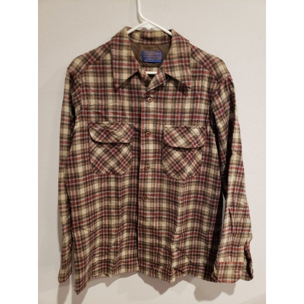 Vintage Pendleton Mens Plaid‎ Board Shirt Pure Virgin Wool Medium USA Made